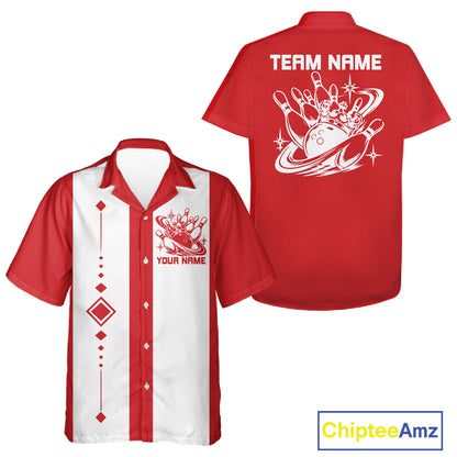 Bowling With Crown Custom Classic Retro Bowling Team Button Shirt, Bowling Uniform IPHW12249