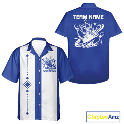Bowling With Crown Custom Classic Retro Bowling Team Button Shirt, Bowling Uniform IPHW12249