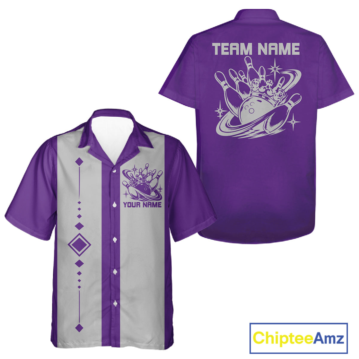 Bowling With Crown Custom Classic Retro Bowling Team Button Shirt, Bowling Uniform IPHW12249