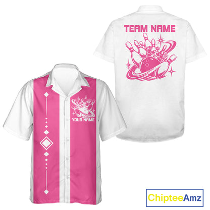 Bowling With Crown Custom Classic Retro Bowling Team Button Shirt, Bowling Uniform IPHW12249