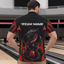 Load image into Gallery viewer, Custom Black And Red Flame Dragon Bowling Tournament Quarter-Zip Shirts For Men, Bowlers Outfits IPHW8656