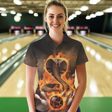 Load image into Gallery viewer, Custom Flame Cobra Snake Bowling Team Polo Shirts For Women, Bowling Tournament Outfit IPHW8666