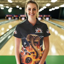Load image into Gallery viewer, Custom Flame Cobra Snake Bowling Team Polo Shirts For Women, Bowling Tournament Outfit IPHW8667