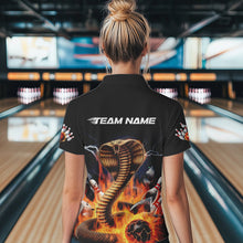 Load image into Gallery viewer, Custom Flame Cobra Snake Bowling Team Polo Shirts For Women, Bowling Tournament Outfit IPHW8667