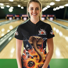 Load image into Gallery viewer, Custom Flame Cobra Snake Bowling Team Womens Quarter-Zip Shirts, Bowling Tournament Outfit IPHW8667