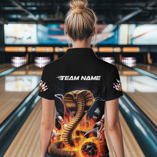 Load image into Gallery viewer, Custom Flame Cobra Snake Bowling Team Womens Quarter-Zip Shirts, Bowling Tournament Outfit IPHW8667