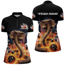 Load image into Gallery viewer, Custom Flame Cobra Snake Bowling Team Womens Quarter-Zip Shirts, Bowling Tournament Outfit IPHW8667