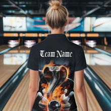 Load image into Gallery viewer, Custom Flame Cobra Snake Bowling Team Womens Quarter-Zip Shirts, Bowling Tournament Outfit IPHW8668