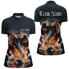 Load image into Gallery viewer, Custom Flame Cobra Snake Bowling Team Womens Quarter-Zip Shirts, Bowling Tournament Outfit IPHW8668