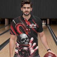 Load image into Gallery viewer, Custom Black And Red Snake Skull Bowling Polo Shirts For Men, Bowling Team Shirt IPHW8670