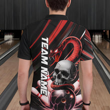 Load image into Gallery viewer, Custom Black And Red Snake Skull Bowling Polo Shirts For Men, Bowling Team Shirt IPHW8670