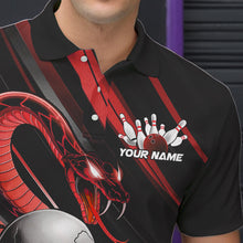 Load image into Gallery viewer, Custom Black And Red Snake Skull Bowling Polo Shirts For Men, Bowling Team Shirt IPHW8670