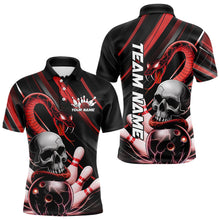 Load image into Gallery viewer, Custom Black And Red Snake Skull Bowling Polo Shirts For Men, Bowling Team Shirt IPHW8670