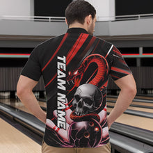 Load image into Gallery viewer, Custom Black And Red Snake Skull Bowling Quarter-Zip Shirts For Men, Bowling Team Shirt IPHW8670