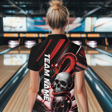 Load image into Gallery viewer, Custom Black And Red Snake Skull Bowling Quarter-Zip Shirts For Women, Bowling Team Shirt IPHW8670