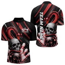 Load image into Gallery viewer, Custom Black And Red Snake Skull Bowling Quarter-Zip Shirts For Men, Bowling Team Shirt IPHW8670