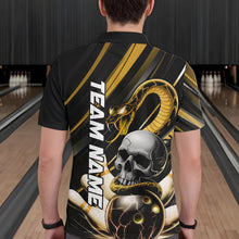 Load image into Gallery viewer, Custom Black And Yellow Snake Skull Bowling Polo Shirts For Men, Bowling Team Shirt IPHW8671