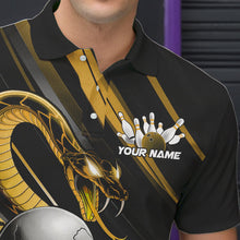 Load image into Gallery viewer, Custom Black And Yellow Snake Skull Bowling Polo Shirts For Men, Bowling Team Shirt IPHW8671