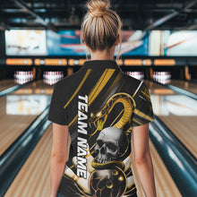 Load image into Gallery viewer, Custom Black And Yellow Snake Skull Bowling Polo Shirts For Women, Bowling Team Shirt IPHW8671