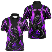 Load image into Gallery viewer, Custom Purple Dragon Bowling Jerseys, Dragon Bowling Men Polo Shirts Bowling League Shirt IPHW8928