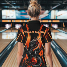 Load image into Gallery viewer, Custom Orange Dragon Bowling Jerseys, Dragon Bowling Women Quarter-Zip Bowling League Shirt IPHW8929