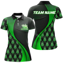 Load image into Gallery viewer, Flame Bowling Ball Pattern Custom Bowling Shirts For Women, Bowling Team Jerseys | Green IPHW6496