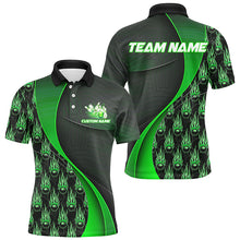 Load image into Gallery viewer, Flame Bowling Ball Pattern Custom Bowling Shirts For Men And Women, Bowling Team Jerseys | Green IPHW6496