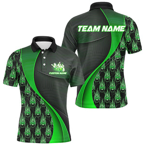 Flame Bowling Ball Pattern Custom Bowling Shirts For Men And Women, Bowling Team Jerseys | Green IPHW6496