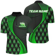 Load image into Gallery viewer, Flame Bowling Ball Pattern Custom Bowling Shirts For Men And Women, Bowling Team Jerseys | Green IPHW6496