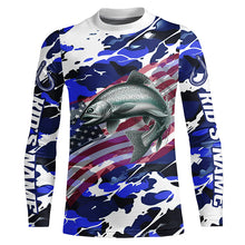 Load image into Gallery viewer, Chinook Salmon Fishing American Flag Camo Custom Long Sleeve Shirts, Salmon Saltwater Fishing Shirts IPHW6510