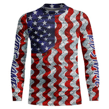 Load image into Gallery viewer, Personalized American Flag Long Sleeve Fishing Shirts Uv Protection, Patriotic Fishing Apparel IPHW6837