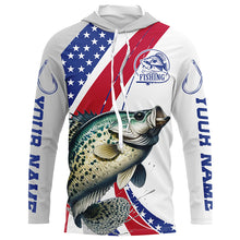 Load image into Gallery viewer, Custom Patriotic Crappie Long Sleeve Fishing Shirts, Personalized Crappie Fishing Jersey IPHW6848