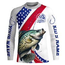 Load image into Gallery viewer, Custom Patriotic Crappie Long Sleeve Fishing Shirts, Personalized Crappie Fishing Jersey IPHW6848