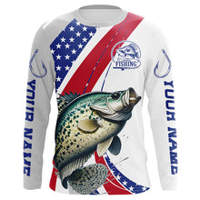 Load image into Gallery viewer, Custom Patriotic Crappie Long Sleeve Fishing Shirts, Personalized Crappie Fishing Jersey IPHW6848