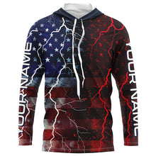 Load image into Gallery viewer, American Flag Custom Long Sleeve Uv Protection Fishing Shirts, Patriotic Fishing Jersey IPHW6852