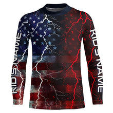 Load image into Gallery viewer, American Flag Custom Long Sleeve Uv Protection Fishing Shirts, Patriotic Fishing Jersey IPHW6852