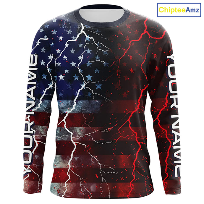 American Flag Custom Long Sleeve Uv Protection Fishing Shirts, Patriotic Fishing Jersey IPHW6852