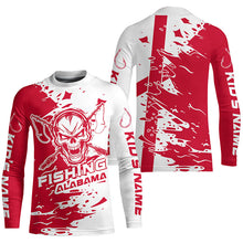 Load image into Gallery viewer, Alabama Fishing Custom Long Sleeve Fishing Shirts, Alabama Flag Skull Fishing Jerseys IPHW7002