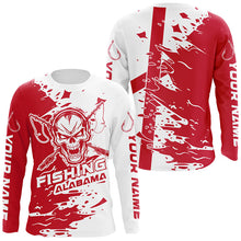 Load image into Gallery viewer, Alabama Fishing Custom Long Sleeve Fishing Shirts, Alabama Flag Skull Fishing Jerseys IPHW7002