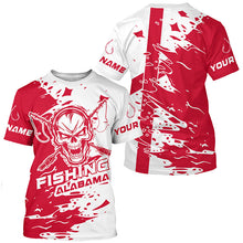 Load image into Gallery viewer, Alabama Fishing Custom Long Sleeve Fishing Shirts, Alabama Flag Skull Fishing Jerseys IPHW7002