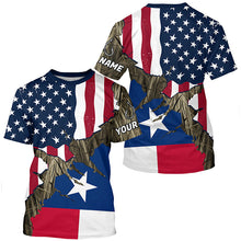 Load image into Gallery viewer, American Texas Flag Custom Long Sleeve Fishing Shirts, Patriotic Camouflage Fishing Shirts IPHW7005