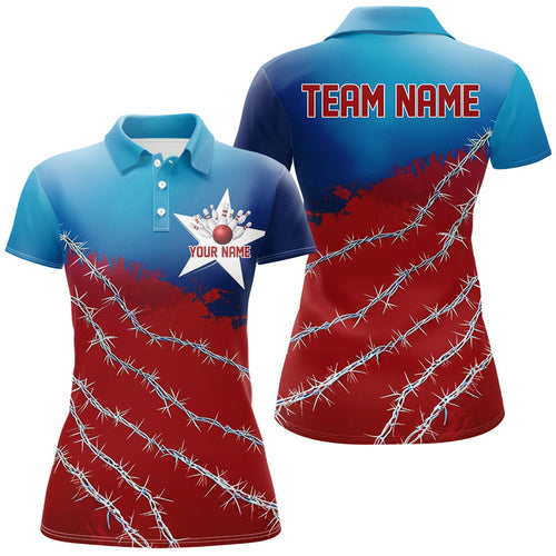 Custom Texas Bowling Shirts For Women, Barbed Wire Texas Bowling Team Shirt Bowler Outfit  IPHW7551