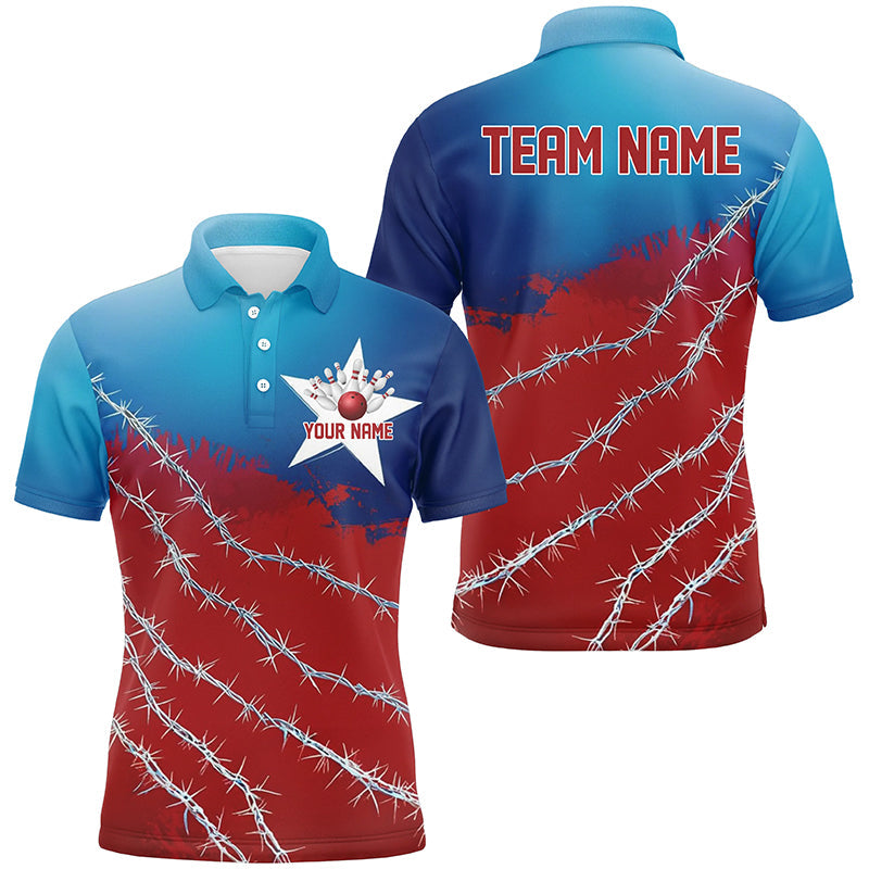 Custom Texas Bowling Shirts For Men, Barbed Wire Texas Bowling Team Shirt Bowler Outfit  IPHW7551