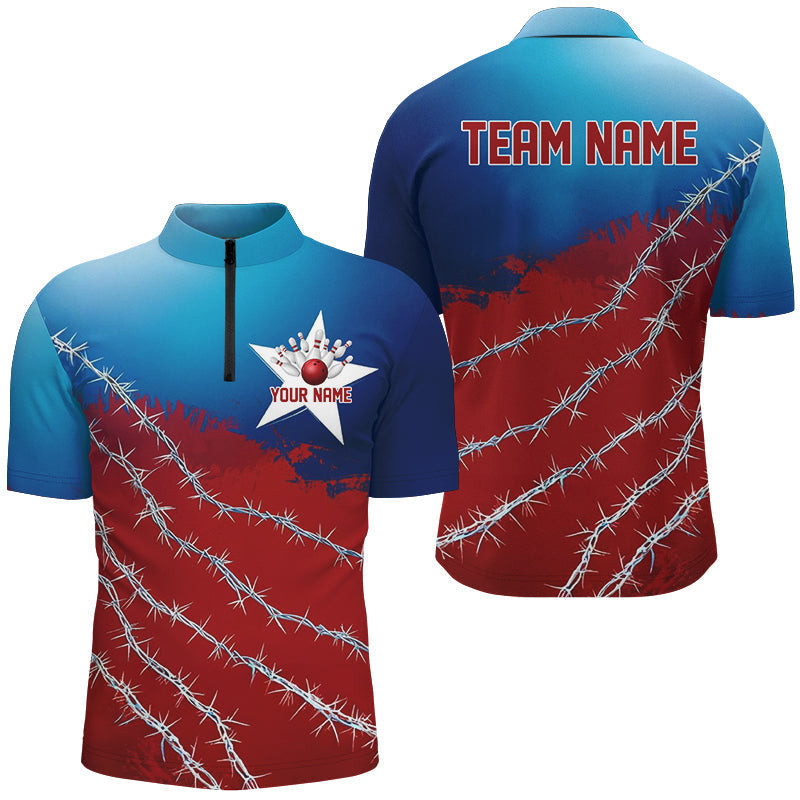 Custom Texas Bowling Shirts For Men, Barbed Wire Texas Bowling Team Shirt Bowler Outfit  IPHW7551