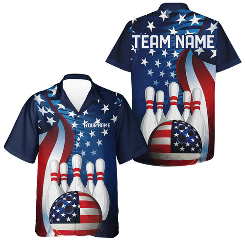 American Flag Custom Patriotic Bowling Shirts For Men And Women, Team Bowling League Shirts Uniform IPHW7555