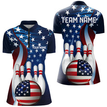 Load image into Gallery viewer, American Flag Custom Patriotic Bowling Shirts For Women, Team Bowling League Shirts Uniform IPHW7555