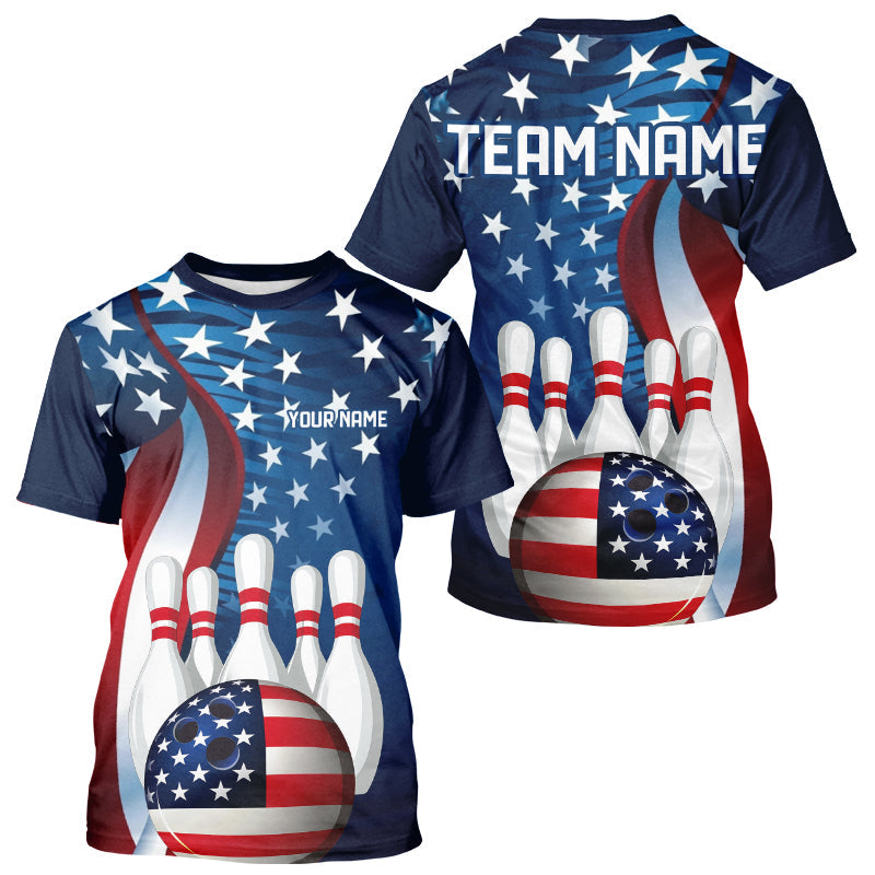 American Flag Custom Patriotic Bowling For Men, Team Bowling League Uniform IPHW7555