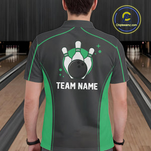 Custom Shamrock Green Classic Bowling Team Polo Shirt For Men, Bowling League Shirt IPHW9914