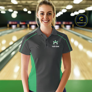 Custom Shamrock Green Classic Bowling Team Polo Shirt For Women, Bowling League Shirt IPHW9914