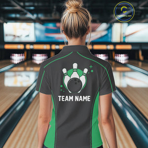 Custom Shamrock Green Classic Bowling Team Polo Shirt For Women, Bowling League Shirt IPHW9914